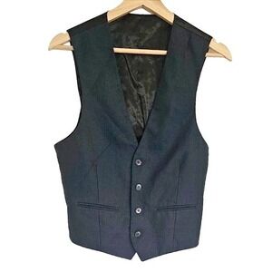 Mens suit Vest three‎ button Size Medium Navy Blue